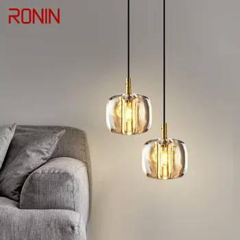 RONIN Moderné Crystal Visiace Prívesok Svetlo Žltá dióda LED Mosadz Jednoducho Nordic Luster Lampa Pre Domáce Jedáleň, Spálňa