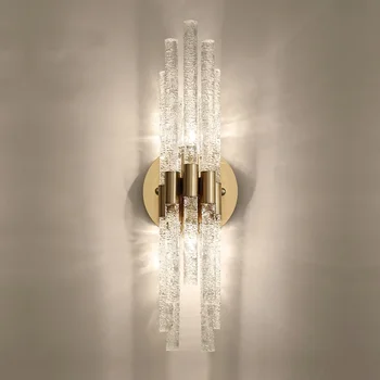 Moderný Minimalistický Vody Zvlnenie Sklo Krištáľ Medi Nástenné Svietidlo Obývacia Izba Dekorácie Spálňa Led Vnútorné Osvetlenie Pre Domácnosti
