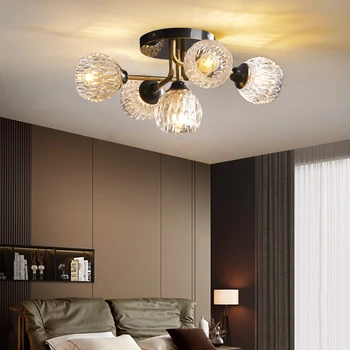 Moderná Severská Luxusnom Štýle LED Luster Pre Obývacej Izby, Spálne, Jedáleň, Kuchyňa Stropné Svietidlo Medi Krištáľové Sklo G9 Svetlo