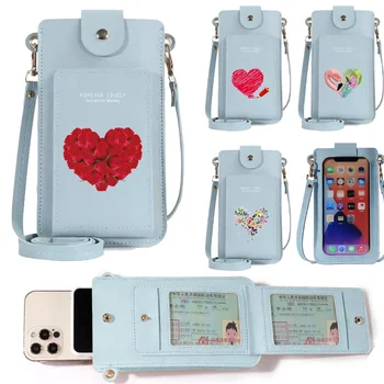 Ženy Mobilný Telefón Taška pre Huawei Dotykový Displej Crossbody Puzdro Kabelky Módnych PU Ramenný Mini Taška Lásku Tlač Telefón Peňaženky