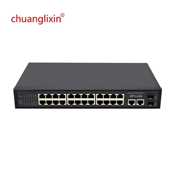 28 Port Gigabit 24 Port+2GE uplink+ 2SFP AI PoE Switch ,24CH POE Switch pre IEEE8023at/af POE