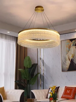 Luxusné vnútorné krištáľový luster, vhodný pre obývacie izby, spálne, jedálne, zlato LED sklenené závesné svetlo, stropné svetlo