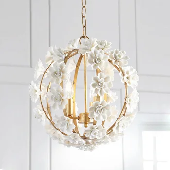 Retro Vintage Royal Empire Loptu Štýl Big Led biely kvet Moderný Luster Lampa Listry Svetlá Pre Obývacej Izby, spálne, hala