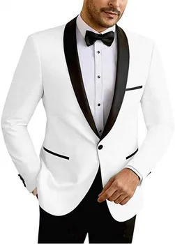 20 Farieb Jedno Tlačidlo 2 Kus Muži Obleky Slim Fit Formálne Business Svadbu, Ples Tuxedos (Bunda+Čierne Nohavice)