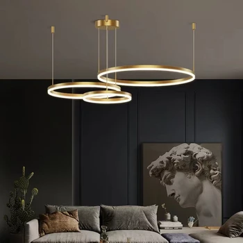 Moderné Zlatý Prsteň Prívesok Svetlá Pre Obývacia Izba Jedáleň Kruhu Akryl LED Stropné Svietidlo Svietidlá