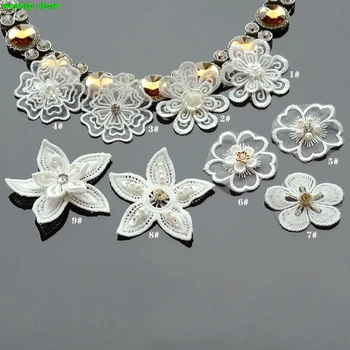 DIY 3D White list čipky kvet patch odev, doplnky pre Nevesty, Svadobné šaty, závoj, topánky pás 06