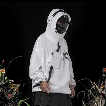 Muži Mikina s kapucňou Tmavé funkčný štýl Cyberpunk astronaut s kapucňou sveter pánske nadrozmerné hip-hop bunda dámske unisex top