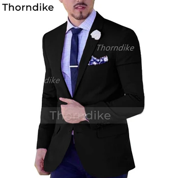 Thorndike Zárez Klope Kostým Homme pánske Oblek 2 Kusy Bežné Obchodné Tuxedos Tailcoat Groomsmen Pre Svadobné (Sako+Nohavice)