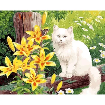 Mačka Maľby Číslo Pre Dospelých S Rámom Na Plátne Obraz Farebnosť Podľa Počtu Kreslenie Akrylová Farba Domáce Dekorácie Na Stenu Umenie