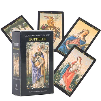 NOVÝ Zlatý Botticelli Tarot Karty Hra Karty Tarot Paluba s Guidebook Dosková Hra pre Dospelých Rodiny Oracle pre Osud Veštenie