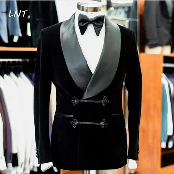 Muži Black Fajčenie Bundy Sako Luxusné Koniarov Svadobné Dizajnér Strany Nosiť Kabát