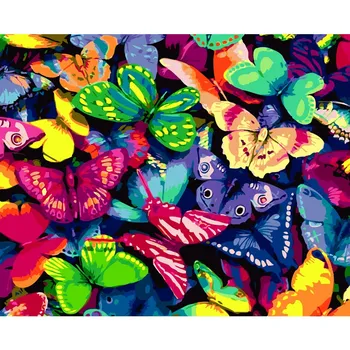 Motýľ Maľovanie Podľa Čísel Pre Kreslenie Na Plátno Ručne DIY Plavidlá Súpravy Pre Dospelých S Rámom Akrylových Farieb Obrázkov Dekor
