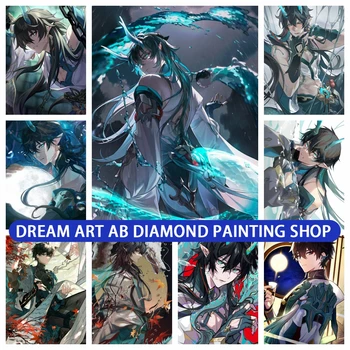 Honkai Star Železničnej Danheng Video Hry DIY AB Diamond Maľovanie Honkai3 Genshin Vplyv Foto Mozaikové Umenie Cross Stitch Domova Darček