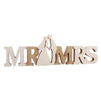Kreatívne Drevené Znamenie, MR & MRS Dekor Ozdoby List Logo Skvelý Darček Pre Pár Výročia Rustikálny Svadobné Dekorácie