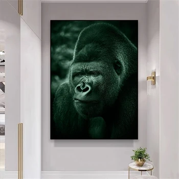 Zelená Gorila Zvierat Plagát Čierne A Biele Plátno Na Maľovanie Tlač Wall Art Obrázok Galéria Office Obývacej Miestnosti Dekorácie