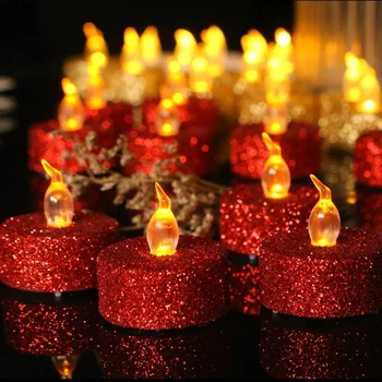12PCS Narodeninovej Party Postrekovačov Čaj Vosk Vianočné Dekorácie Dodávky LED Elektronické Sviečky