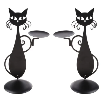 Čierna Mačka svietnik Retro Sviečkový Dekoratívne Romantickú Večeru Zariadených izbách