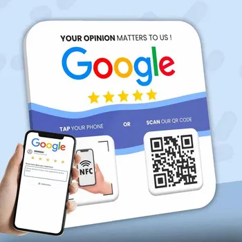 Google Recenziu QR Kód Prihlásiť Sociálnych Médií Pripojený Jeden Tanier Ťuknite na Bezkontaktné NFC QR Kód Stojan Displej Pre Podnikanie v Obchode