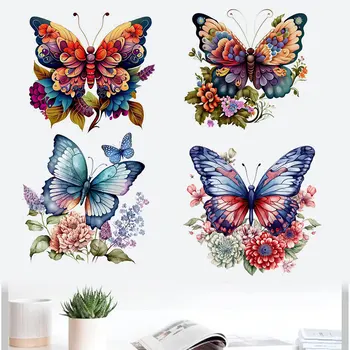 M761 Modrý Motýľ A Kvety Stenu, Nálepky, Detská Izba Pozadí Domáce Dekorácie Nástenná Maľba Obývacia Izba Tapety, Vtipné Odtlačkový