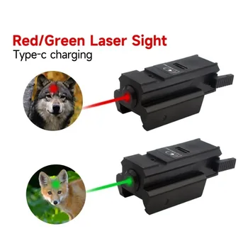 USB Nabíjanie Model Lov Kompaktný Mini Red Dot Laserový Zameriavač s Picatinny Mount pre Pištole Ruke Zbraň Zelená Červená Bodka Laser Zraku