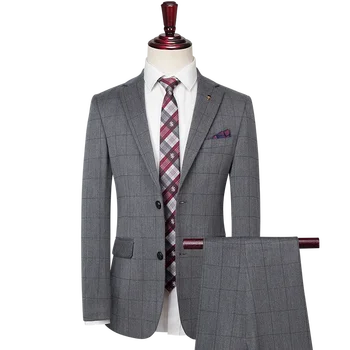 Boutique (Sako + Nohavice) pánske Oblek Elegantný Módny Biznis taliansky Štýl Bežné Slim Gentleman Koberčeky Obleku 2 Kusy
