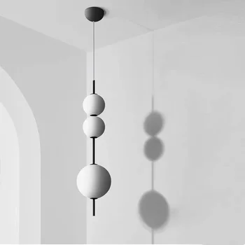 Talianska Dizajnérka LED Biele Sklenené Korálky Prívesok Luster Cafe Bar, Spálne, Kuchyne Kolo Loptu Závesné Osvetlenie Zariadenie Home Decor