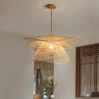 Moderné Tvorivé LED Bambusu Ratan Wicker Prívesok Svetlá Jedáleň Pozastavenie Svietidlo Obývacia Izba Luster Domova Lampa