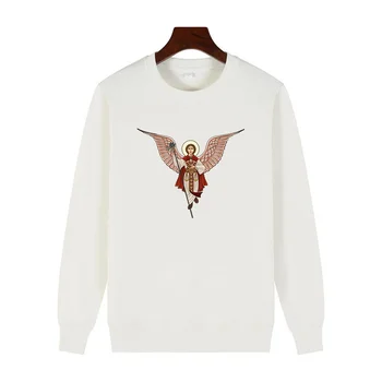 Classic fleece mikina s kapucňou Anjel Koptské Anjeli grafické mikiny okolo krku a velvet hrubá mikina s kapucňou sveter s kapucňou, pánske oblečenie